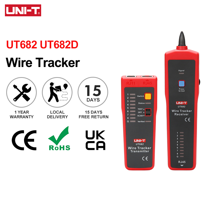 foto del prodotto uni-t ut682 ut682d tester per cavi di rete tracker rj11 rj45 wire line finder strumento di test per cavi portatile per la manutenzione della rete
