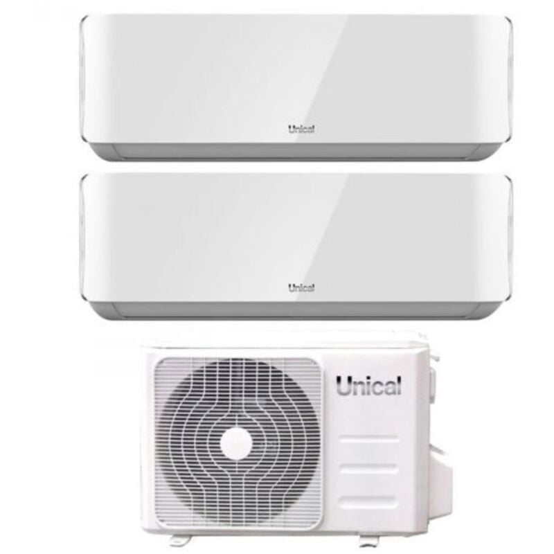 foto del prodotto unical climatizzatore condizionatore dual split inverter serie air cristal 10 13 con xmx2 18he r 32 wi fi optional 10000 13000