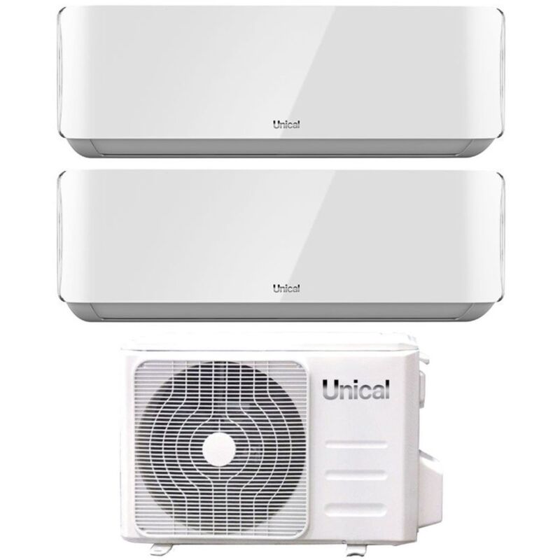 foto del prodotto unical climatizzatore condizionatore dual split inverter serie air cristal 13 13 con xmx2 18he r 32 wi fi optional 13000 13000