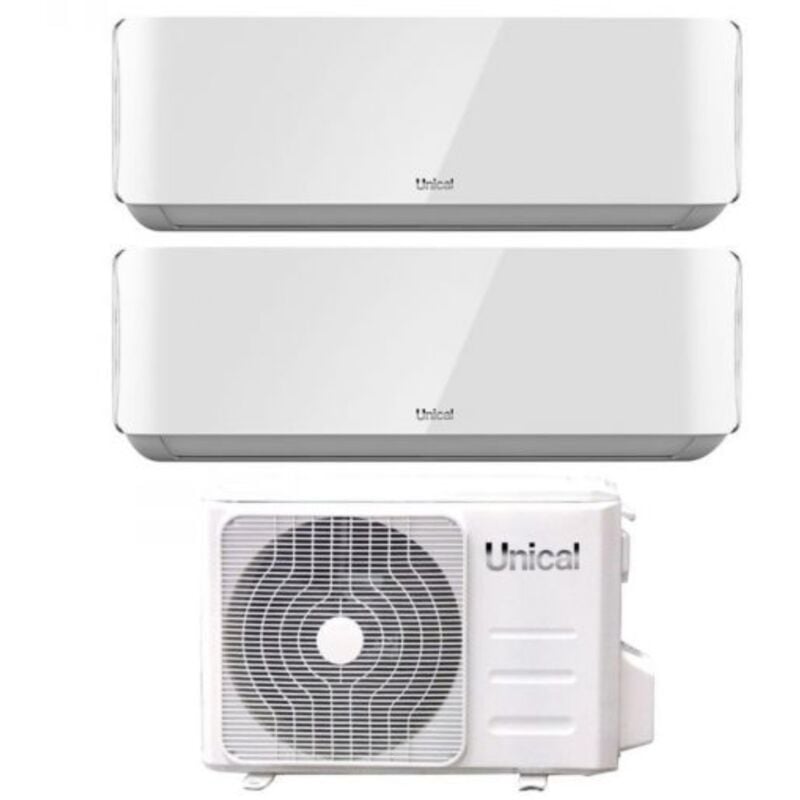 foto del prodotto unical climatizzatore condizionatore dual split inverter serie air cristal 18 18 con kmx4 36he r 32 wi fi optional 18000 18000