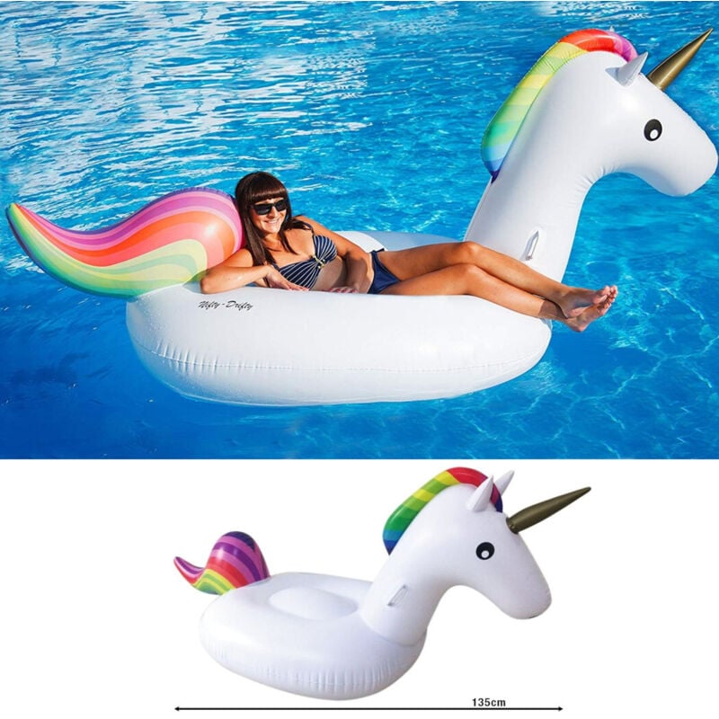foto del prodotto unicorno fashion luxury cavalcabile gigante 135 x 90 cm cavallo arcobaleno trade shop traesio