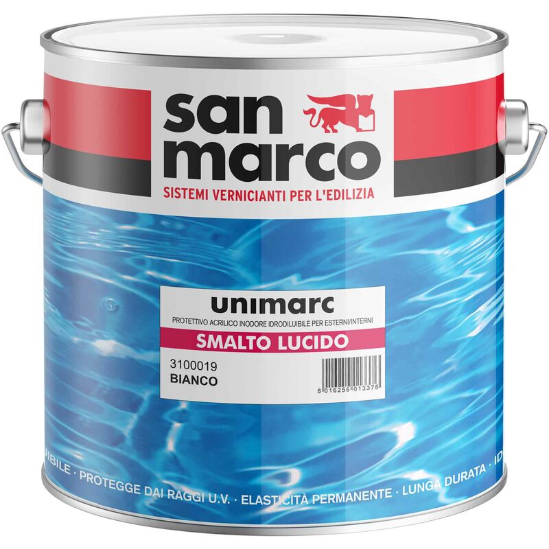 foto del prodotto unimarc smalto lucido bianco lt 0,75 a base acqua