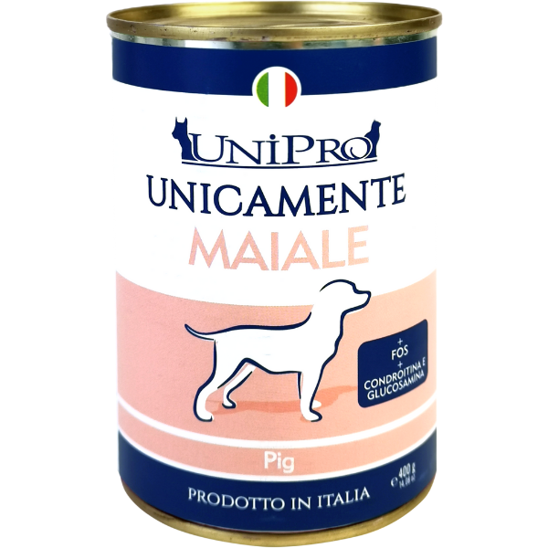 foto del prodotto unipro unicamente dog adult 400 gr maiale confezione da 6 pezzi umido monoproteico cane 1 ordine scegli lo sconto bzr5 bzr20 200 punti fedelt 