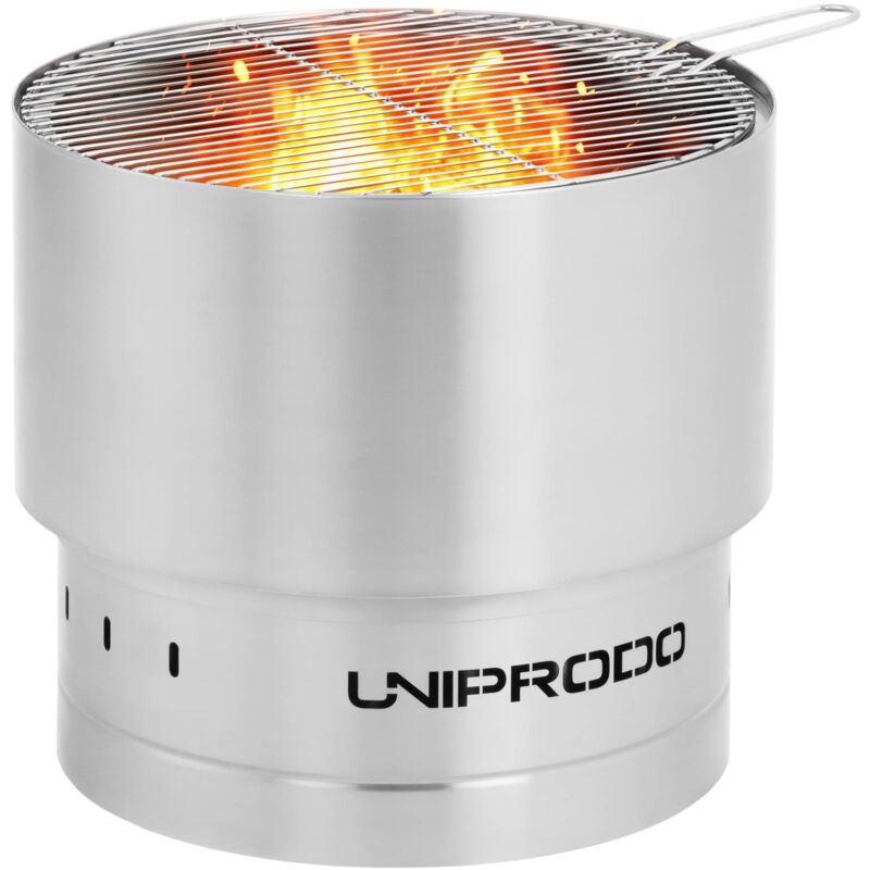 foto del prodotto uniprodo braciere da giardino in acciaio inox con griglia 50 x 50 x 45 cm braciere
