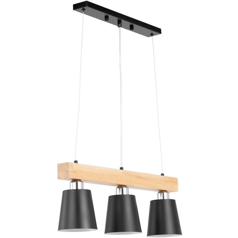 foto del prodotto uniprodo lampada a sospensione 3 punti luce struttura in legno lampadari a
