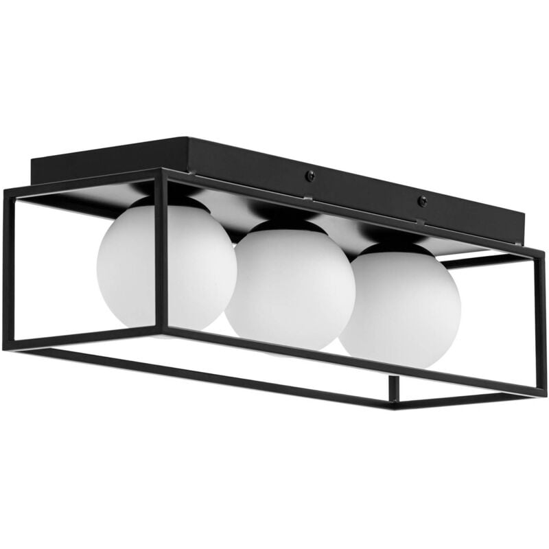 foto del prodotto uniprodo plafoniera 3 sfere in vetro con montatura in ferro plafoniera led soffitto