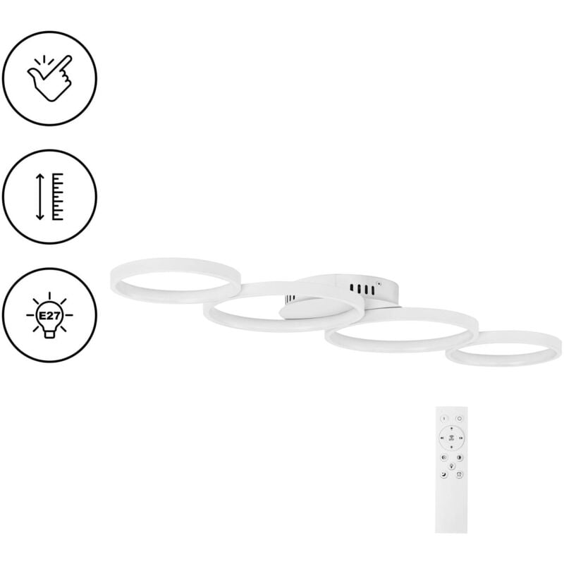foto del prodotto uniprodo plafoniera design 4 cerchi telecomando plafoniera led soffitto plafoniera