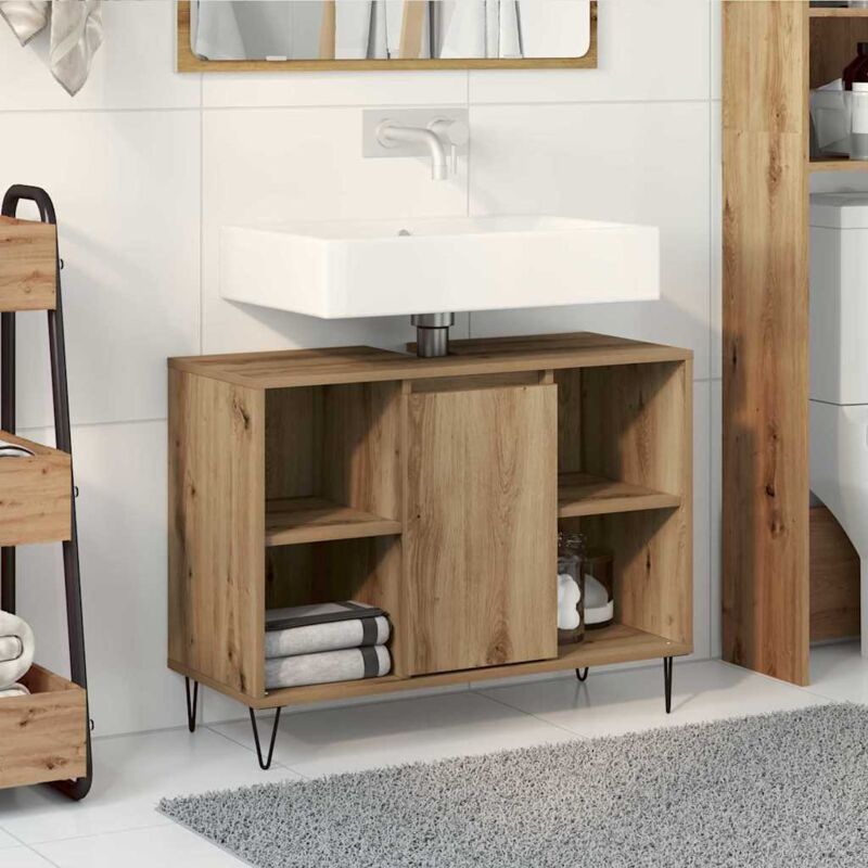 foto del prodotto unit vanit quercia artigianale mdf standard vanit vidaxl