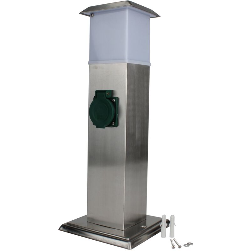 foto del prodotto unitec 44245 colonna in acciaio inox con 2 prese e lampada senza cavo, argento
