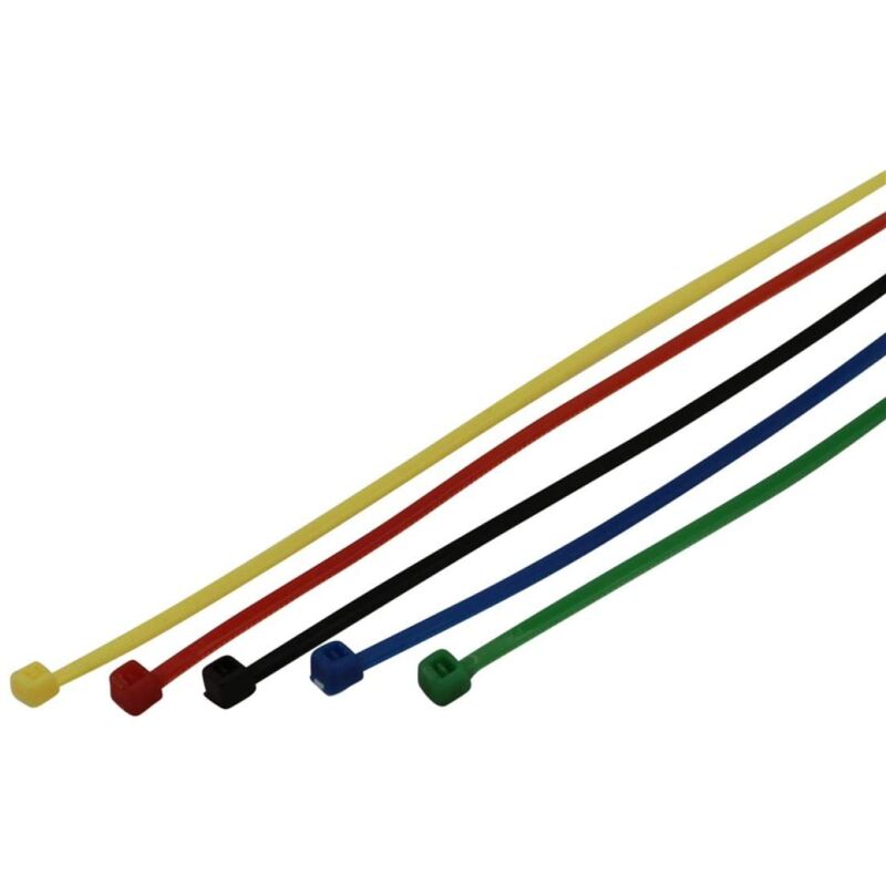 foto del prodotto unitec 44746 set di fascette stringicavo, 150 x 2,5 mm, colori assortiti, nero, blu, verde, set di 50 pezzi
