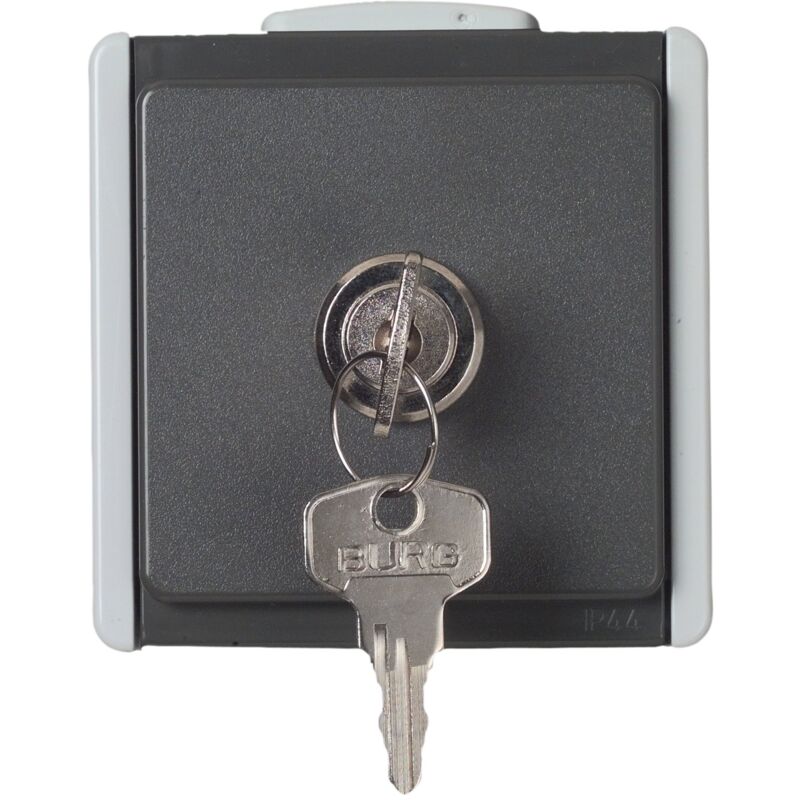 foto del prodotto unitec 45253l presa di corrente con serratura, sopra intonaco, 1 ingresso, colore grigio grigio scuro