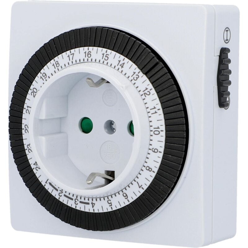 foto del prodotto unitec timer giornaliero meccanico per interni ip20 attraente forma quadrata analogica bianca 15 minuti di distanza regolabile