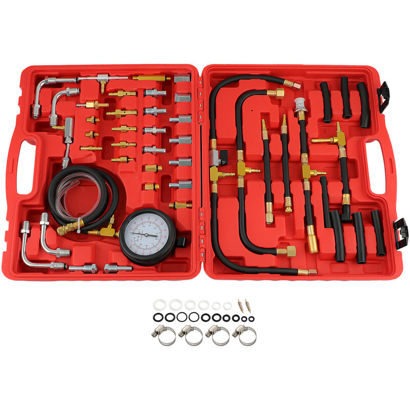 foto del prodotto universal fuel injection gauge pressure tester cars trucks adapters fittings kit
