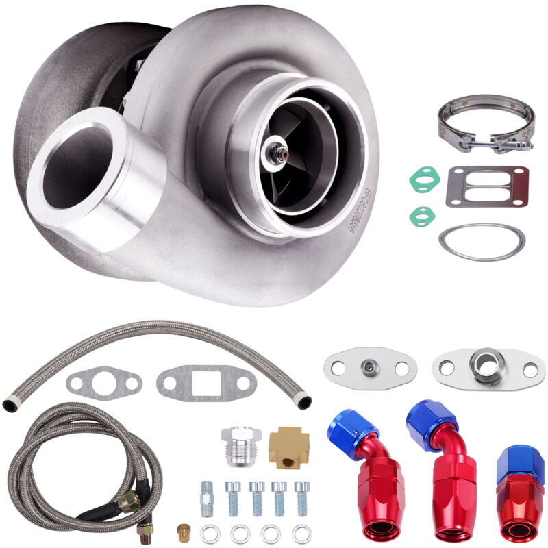 foto del prodotto universal v band t4 4 bolt flange gt45 turbo oil feed line drain line kits