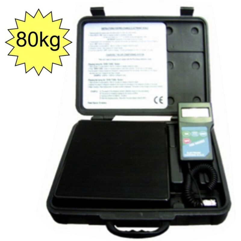 foto del prodotto universale bilancia elettronica digitale fino a 80 kg. valigetta refrigerazione x gas freon