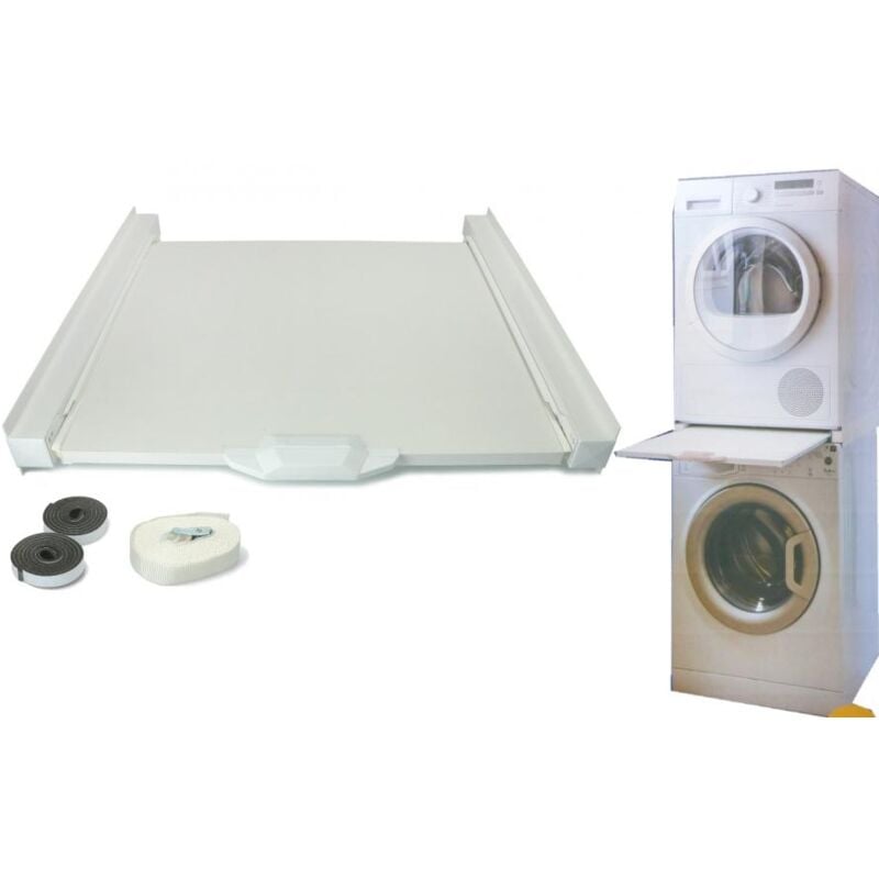 foto del prodotto universale kit colonna sovrapposizione asciugatrice a lavatrice 60x60 ripiano scorrevole