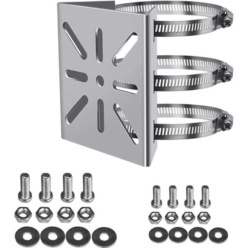 foto del prodotto universel montage vertical sur poteau support pour cam ra de s curit ,3 boucles acier inoxydable support d angle montage,support m t convient aux