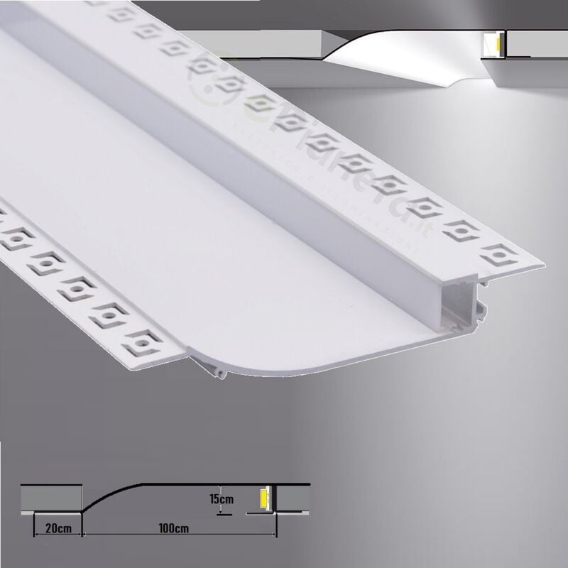 foto del prodotto universo 2 metri profilo alluminio strip led luce soffusa incasso scomparsa cartongesso