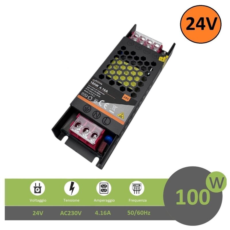 foto del prodotto universo alimentatore stabilizzato ultrasottile 24v 4.16a 100w trasformatore professionale slim