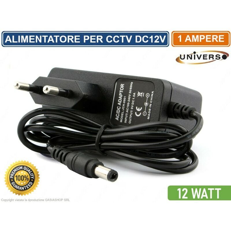 foto del prodotto universo alimentatore switching dc 12v 1a 12w per illuminazione e cctv telecamera circuito chiuso