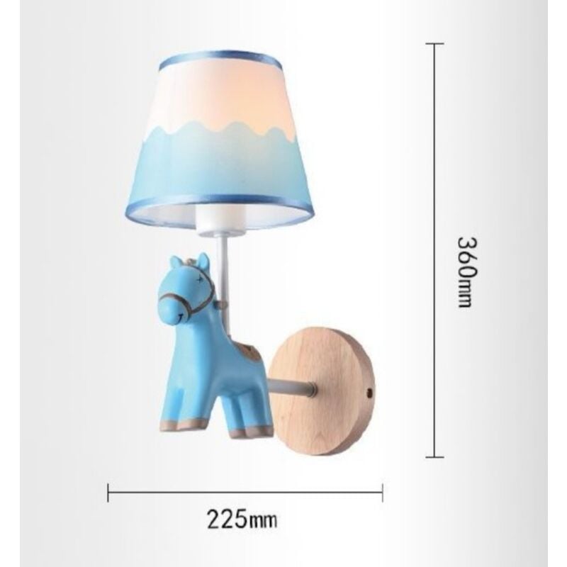 foto del prodotto universo applique da parete cavallo luce led e27 lampada notturna muro rosa celeste per camera bambini celeste