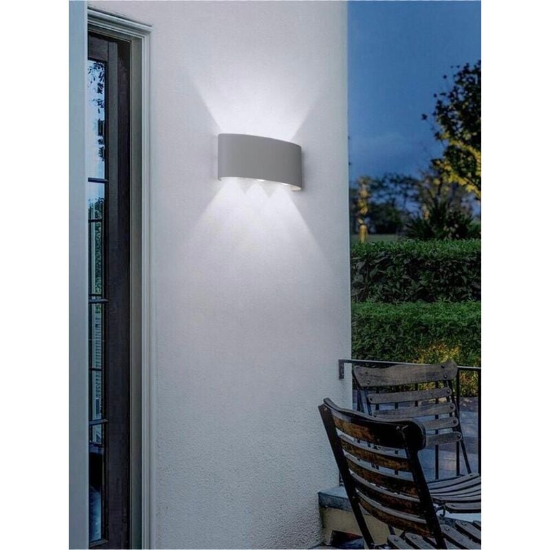foto del prodotto universo applique led luce bianca faretto 16 w lampada da parete 6 cob ip65 grigio es68gf