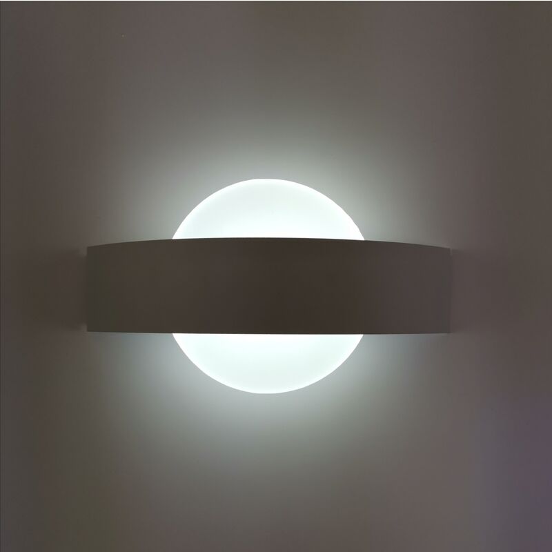 foto del prodotto universo applique parete led 8w cerchio bianco lampada muro moderno interno camera salotto fredda bianca 6500k