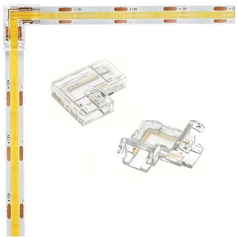 foto del prodotto universo connettore angolare a clip 10mm 2 pin per collegare strip led cob monocolore