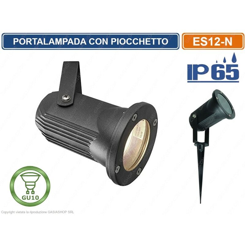 foto del prodotto universo faretto portalampada orientabile con picchetto da giardino per lampadine gu10 ip65