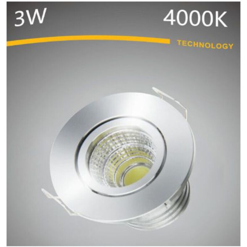 foto del prodotto universo - faro faretto led punto luce rotondo colore acciaio satinato incasso 3w 3000k 4000k 6500k - colore luce bianco naturale