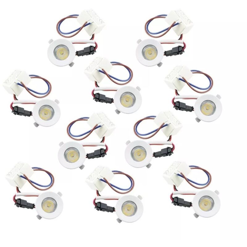 foto del prodotto universo kit 10 faretti a incasso faretto led luce calda 3000 1 w bordo bianco p31