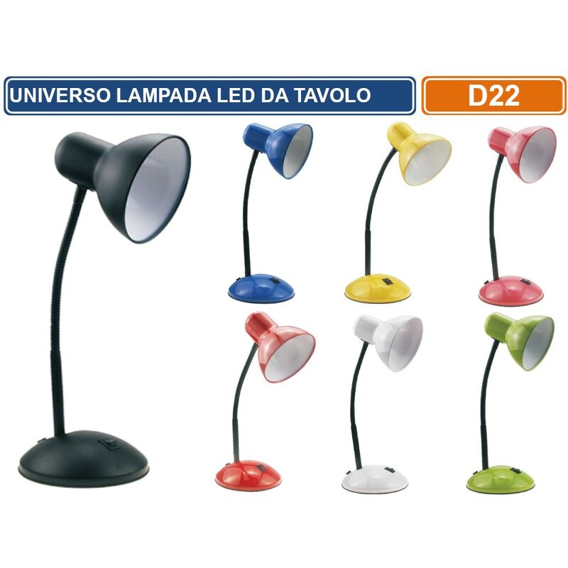 foto del prodotto universo lampada da tavolo con braccio flessibile attacco e27 disponibile con colori assortiti colore bianco