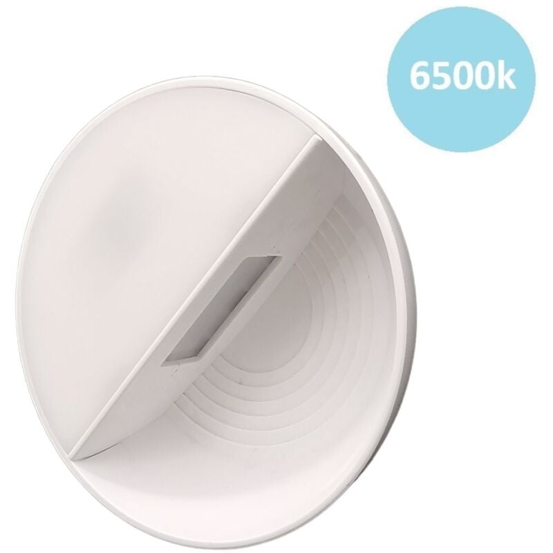 foto del prodotto universo lampada notturna tonda con spina punto luce led bianco con sensore accensione automatica per camera corridoio bianco freddo