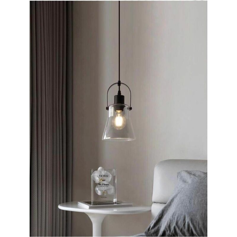 foto del prodotto universo lampadario a sospensione paralume in metallo e vetro porta lampadina e27 moderno