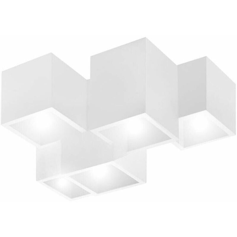 foto del prodotto universo lampadario da soffitto cubo in gesso verniciabile supporto faretto gu10 x 5