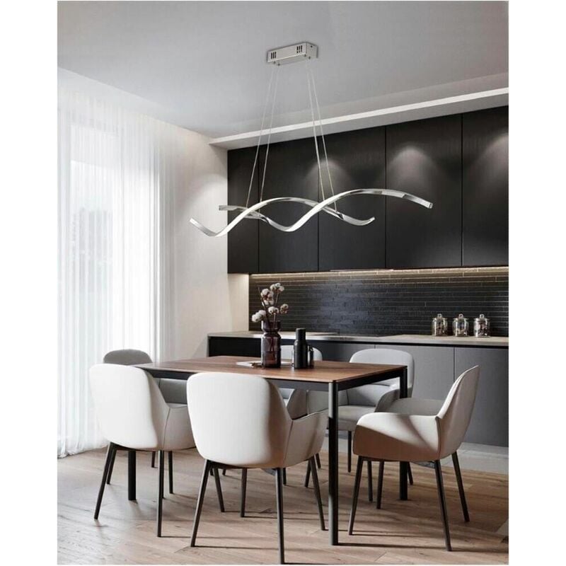 foto del prodotto universo - lampadario led a onda twist 28 watt luce bianca color argento cromato b56af