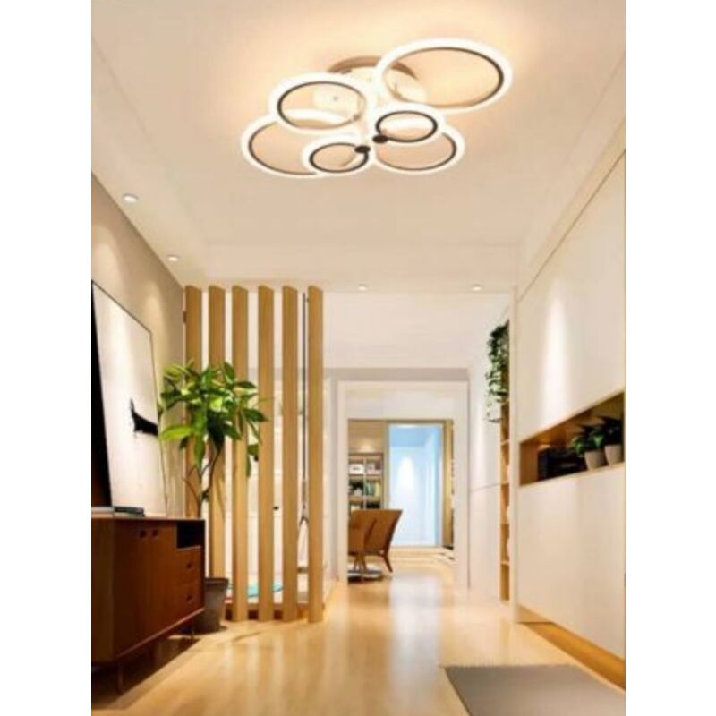 foto del prodotto universo lampadario plafoniera led a soffitto stile moderno 51w 6 cerchi 2550 lumen colore luce bianco caldo