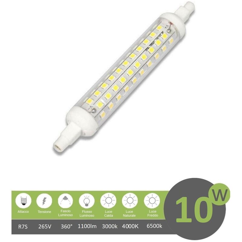 foto del prodotto universo lampadina led attacco r7s 118mm 10w luce calda fredda naturale luce calda