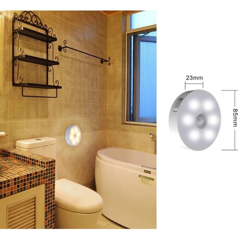 foto del prodotto universo luce led notturna 6w con sensore di movimento ricaricabile per armadio camera lampada cerchio tondo senza fili bianco naturale