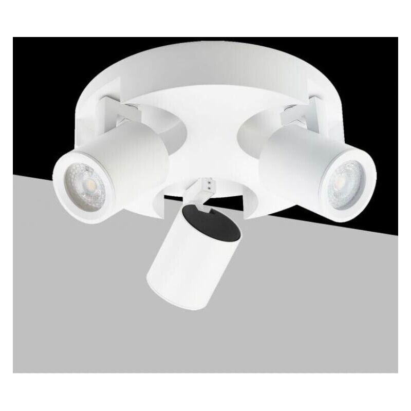 foto del prodotto universo plafoniera da soffitto lampada tonda 3 porta faretto orientabile gu10 bianco