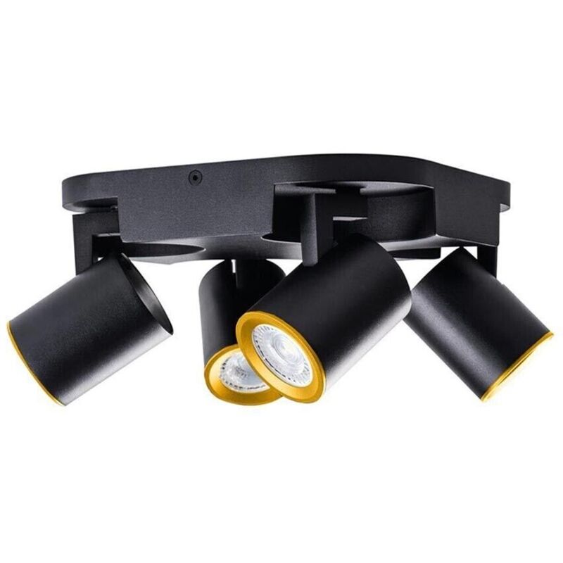 foto del prodotto universo plafoniera da soffitto lampada tonda 4 porta faretto orientabile gu10 nero