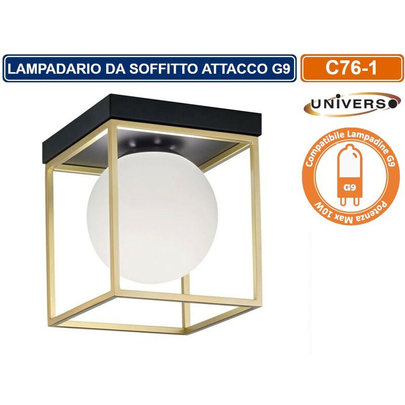 foto del prodotto universo plafoniera lampadario da soffitto stile minimalista sfera in vetro con attacco per lampadine g9