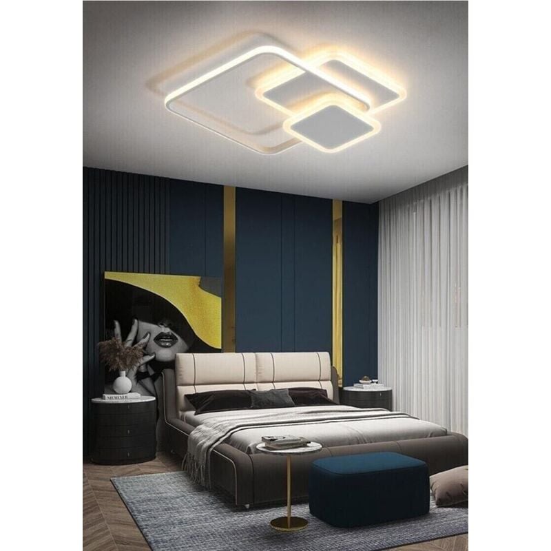 foto del prodotto universo plafoniera led luce calda lampadario 3 quadrati 48 watt quadrato moderno