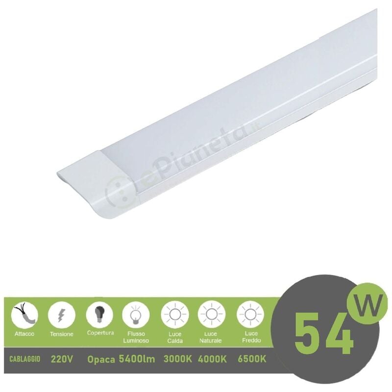 foto del prodotto universo plafoniera lineare led alta luminosita 5400 lumen 120cm 54w ip20 3000k 4000k 6500k colore luce bianco freddo