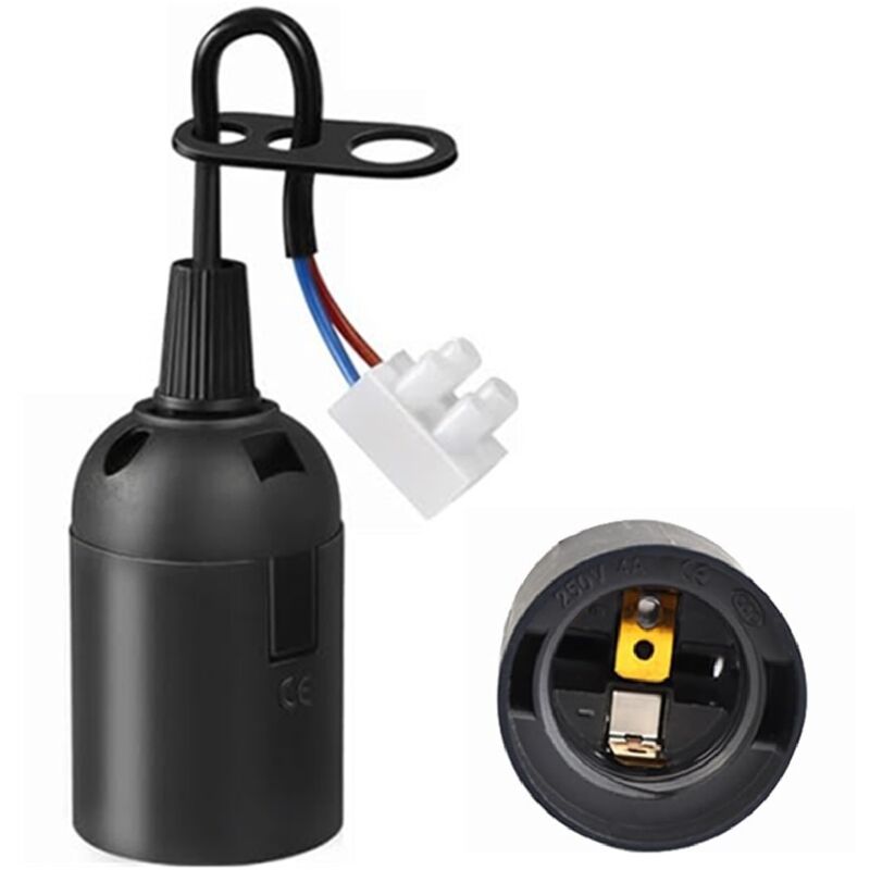 foto del prodotto universo portalampada nero per lampadine attacco grande e27 con cavo 2x0,75mm e morsettiera