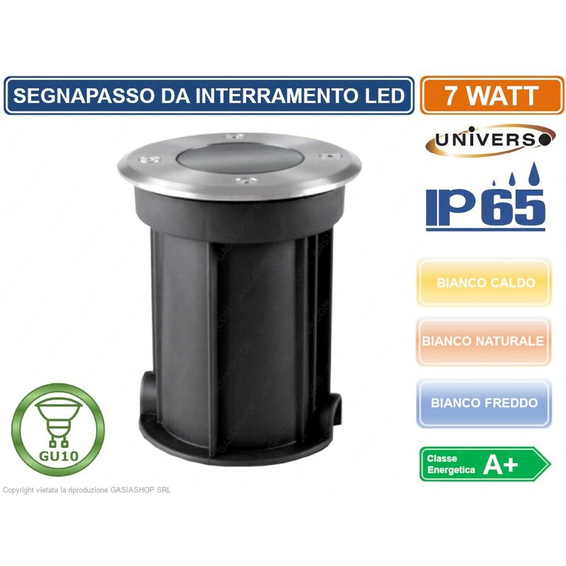foto del prodotto universo segnapasso portalampada da interramento calpestabile con lampada gu10 7w ip65 colore luce bianco freddo