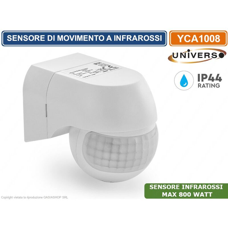 foto del prodotto universo yca1008 sensore di movimento a infrarossi per lampadine max 800w ip44