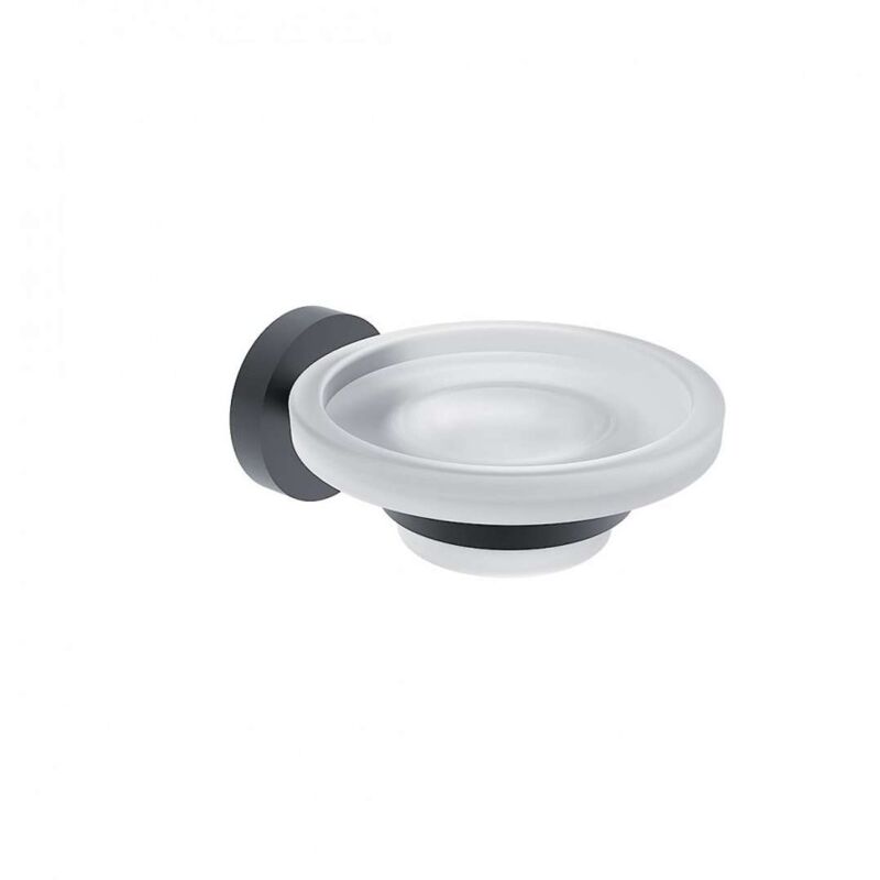 foto del prodotto unix portasaponetta con supporto, vetro opaco nero opaco unc 13059w 90 nimco