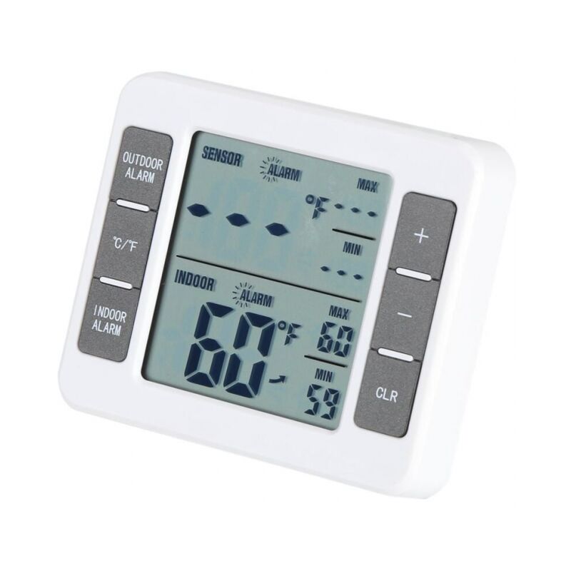 foto del prodotto uno o due termometri digitali wireless per congelatore con sensore di temperatura interna/esterna e allarme sonoro