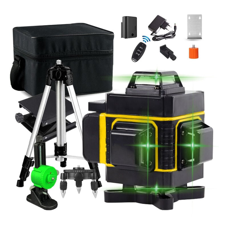 foto del prodotto uno strumento indispensabile per i professionisti livella laser 4d con raggio verde e 16 linee per una precisione senza pari.